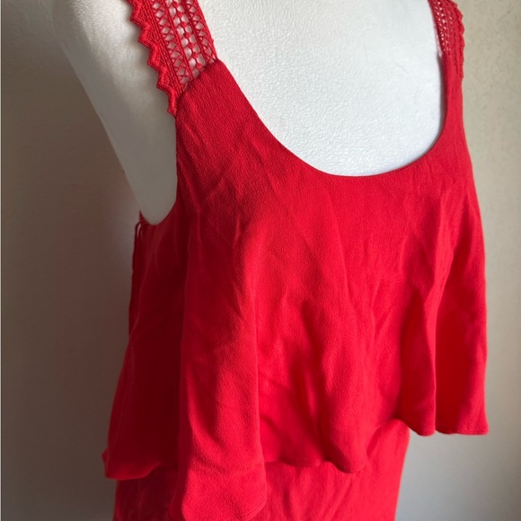 Anthropologie Maeve Red Double Layer Crochet Strap Tank Mini Dress Womens 2 - Picture 2 of 6